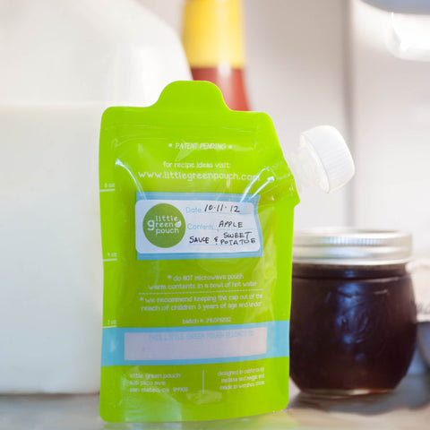 Dissolvable labels for tracking what's in Little Green Pouches