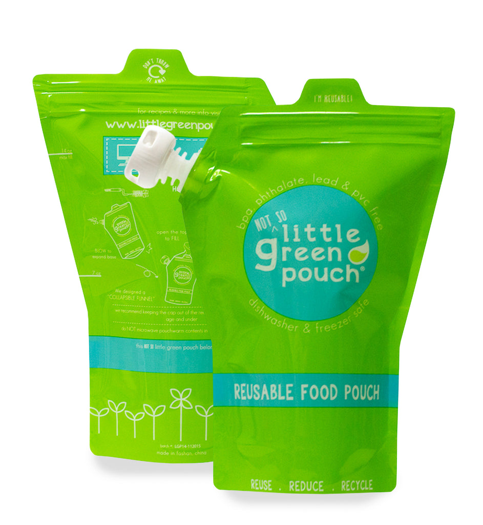 Reusable Food Pouch 4-pack - Large 7oz. Capacity- Little Green Pouch
