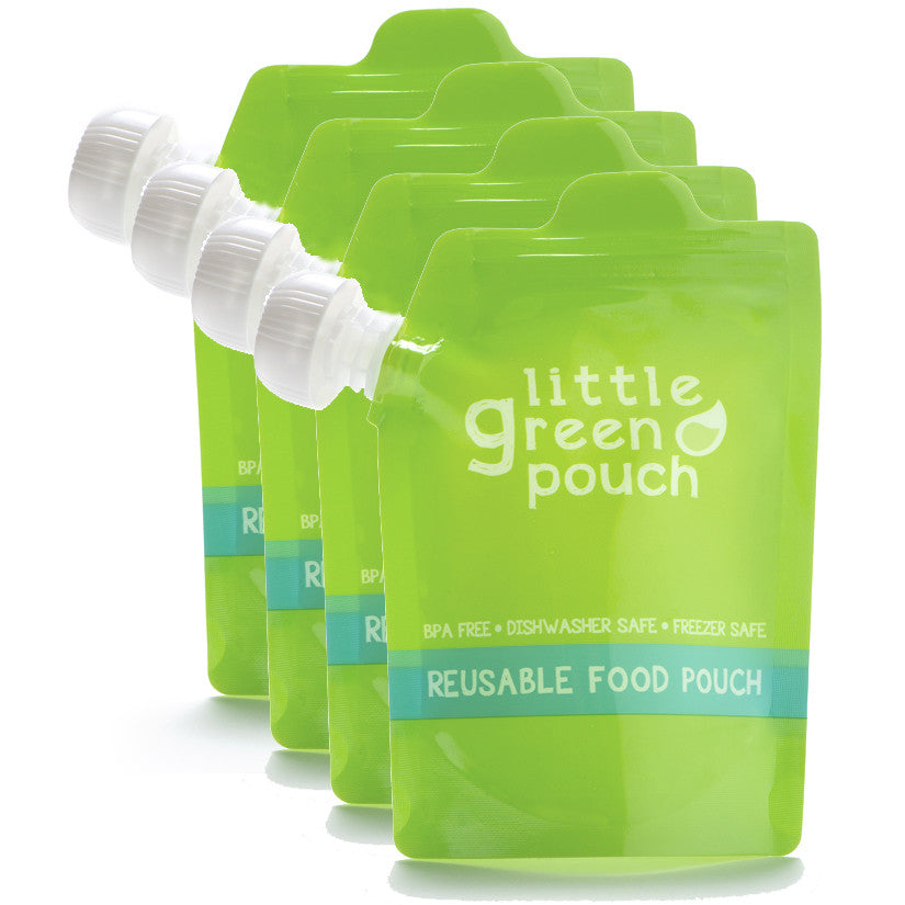 Reusable Food Pouch 4-pack - Large 7oz. Capacity- Little Green Pouch