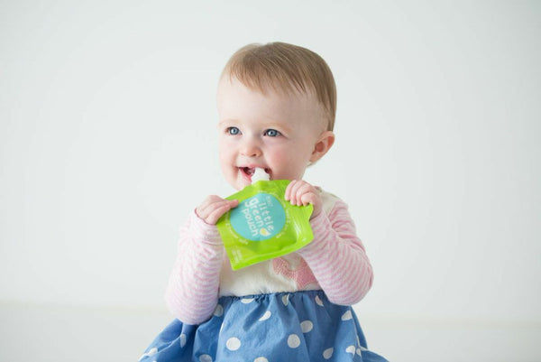 Enjoy homemade baby food without the mess with the Really Little Green Pouch reusable food pouch