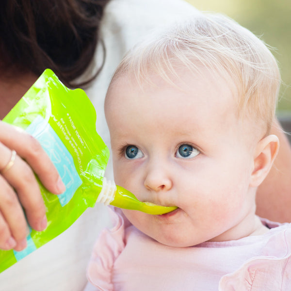 Little Green Pouch reusable food pouch with dispensing spoon